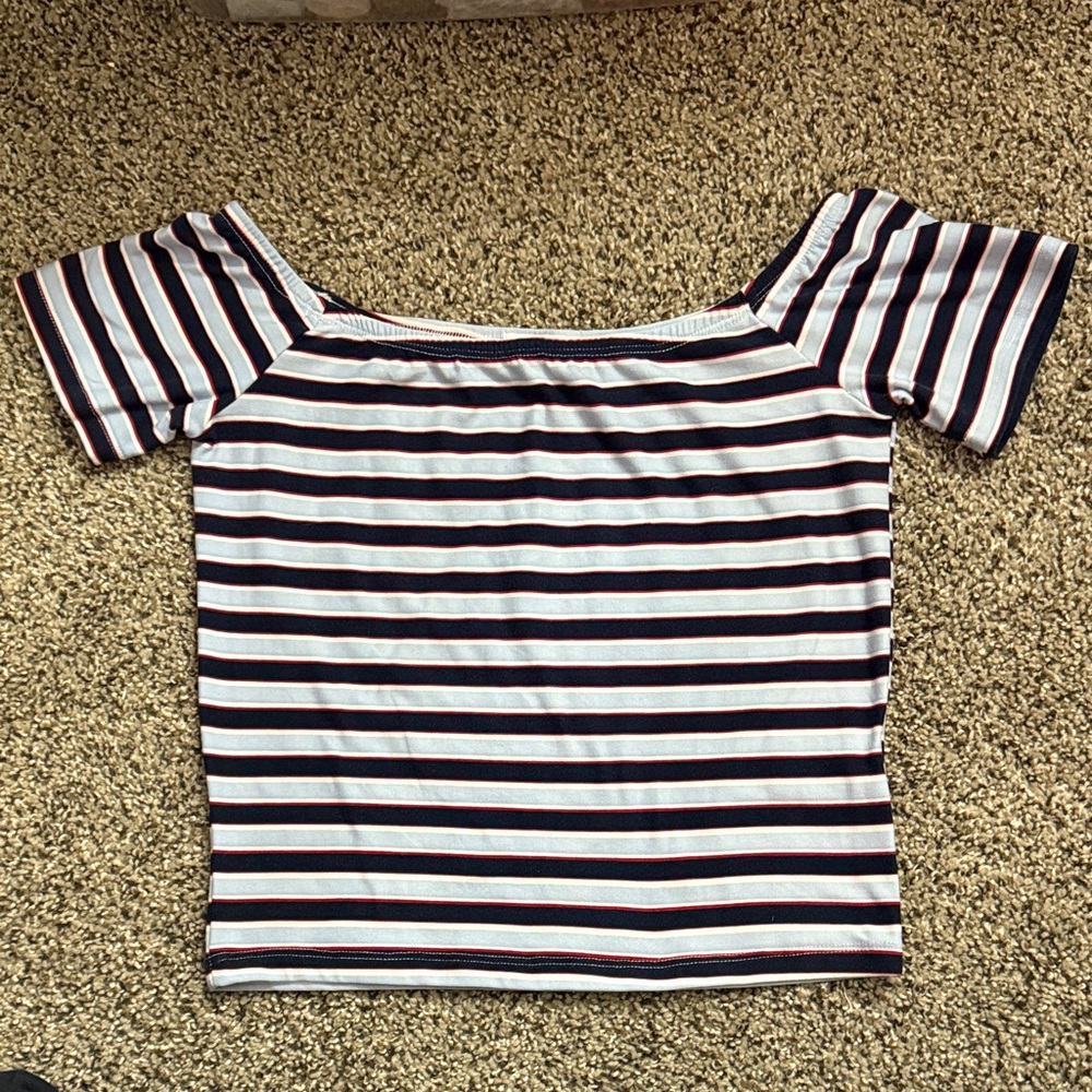 Ardene Striped Off-Shoulder Crop Top